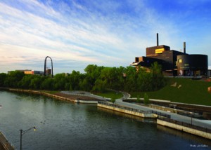 Guthrie Exterior View from Stone Arch Bridge