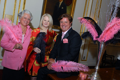 L to R: Gala Co-Chairs Nancy Barton and Carole Johnson with centerpiece designer Jean Doyen de Montaillou.