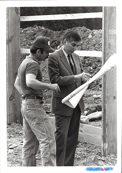 Hugh Hardy at Alice Busch Opera Theater construction Site